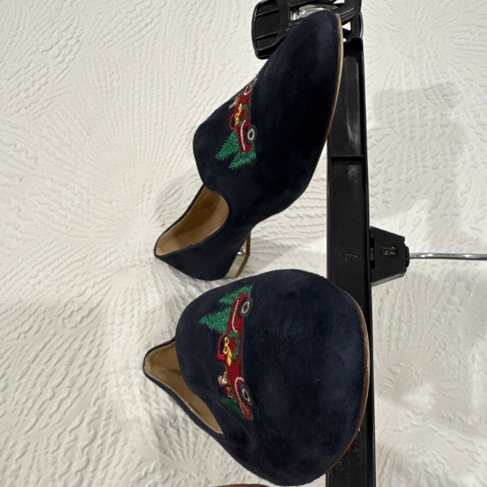 Talbots EUC Ryan Blue Suede RED TRUCK Christmas Holiday Flats Shoes Women's 8 M - Picture 7 of 16